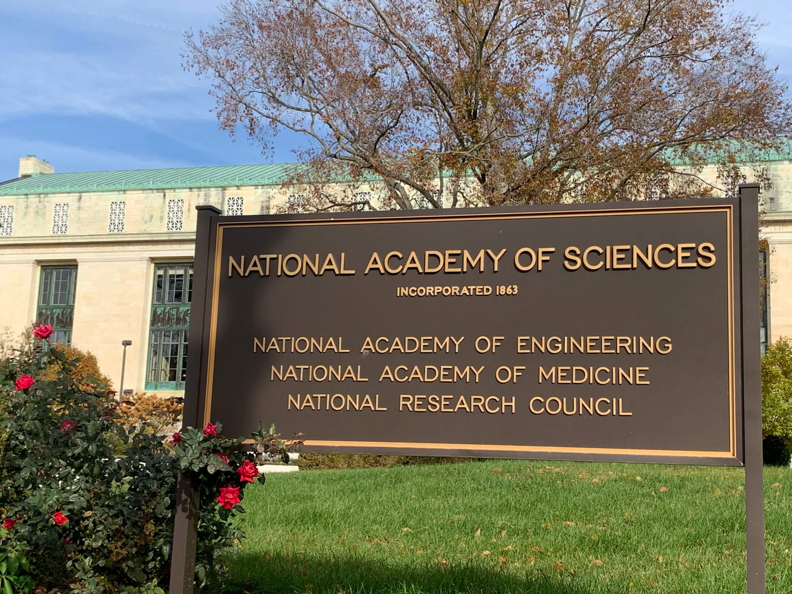 The sign of the National Academy of Sciences