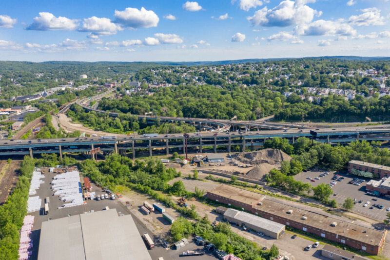 Aerial photo of the Mixmaster from the train station